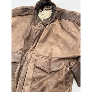 VTG 90s Global Identity GIII Leather Aviator Bomber Flight‎ Jacket Brown